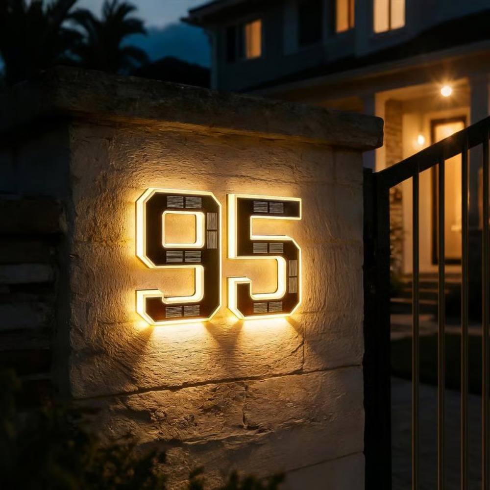 Outdoor Lighting Experts - New Solar Address Sign LED House