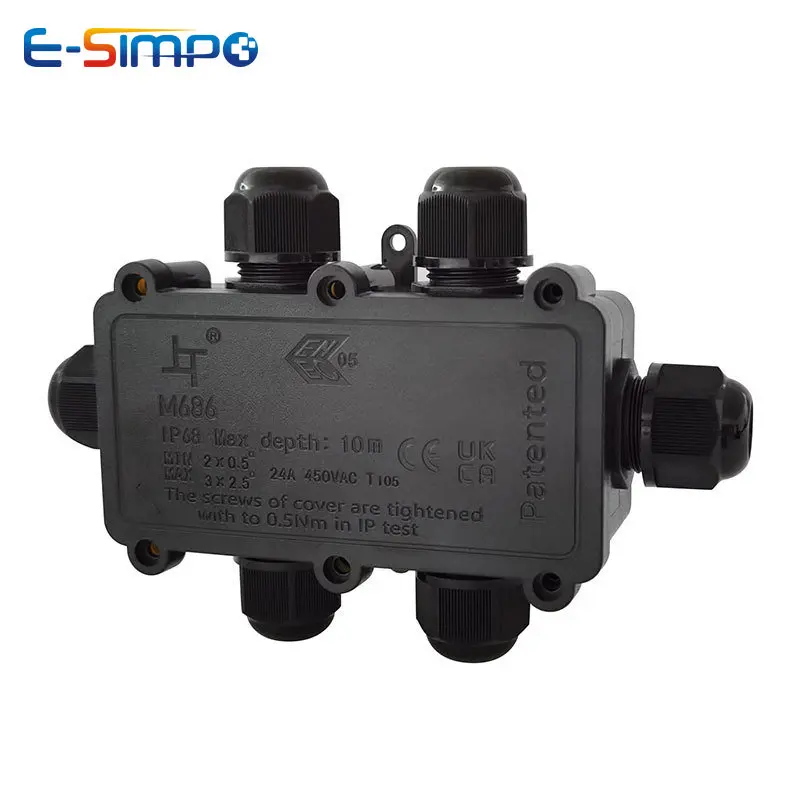 Outdoor Lighting Junction - 6Way 1IN5Out IP68 Underwater Power Cord