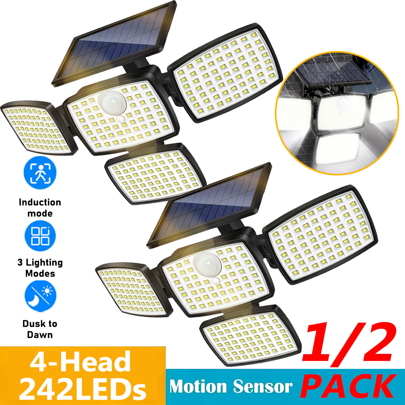 Zumtobel Outdoor Lighting - 1/2PACK 4 Head Solar Motion Sensor