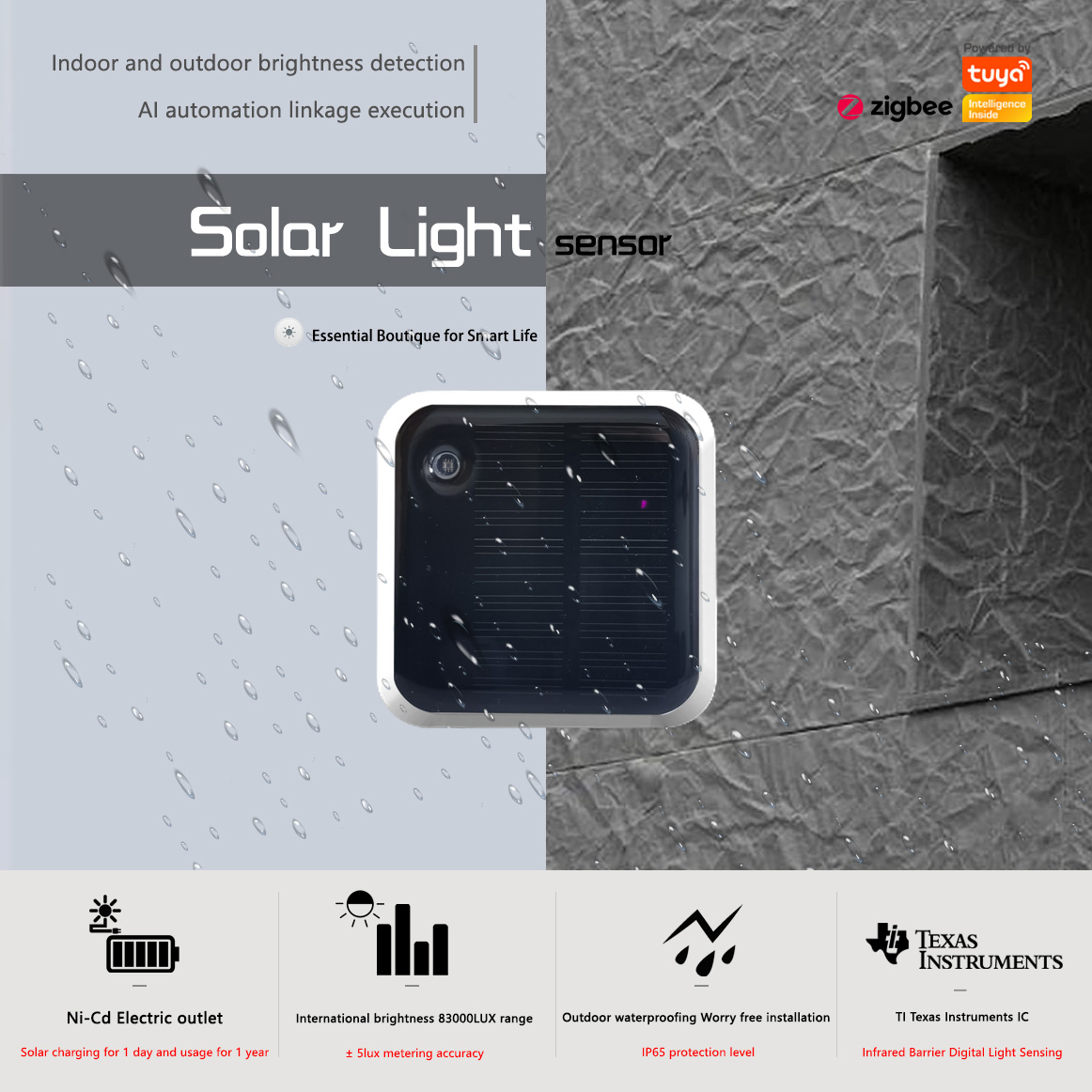 SMARSECUR Tuya Zigbee Solar Li - огляд і ціна Outdoor Lighting Zigbee