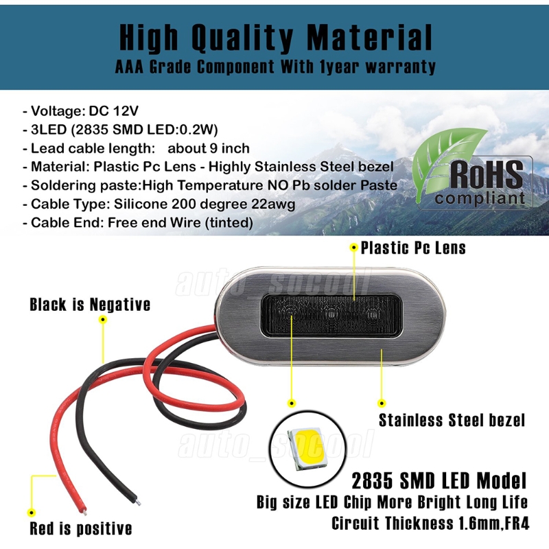 4 Pack 12V Boat Courtesy Light - огляд і ціна Deck Step Light